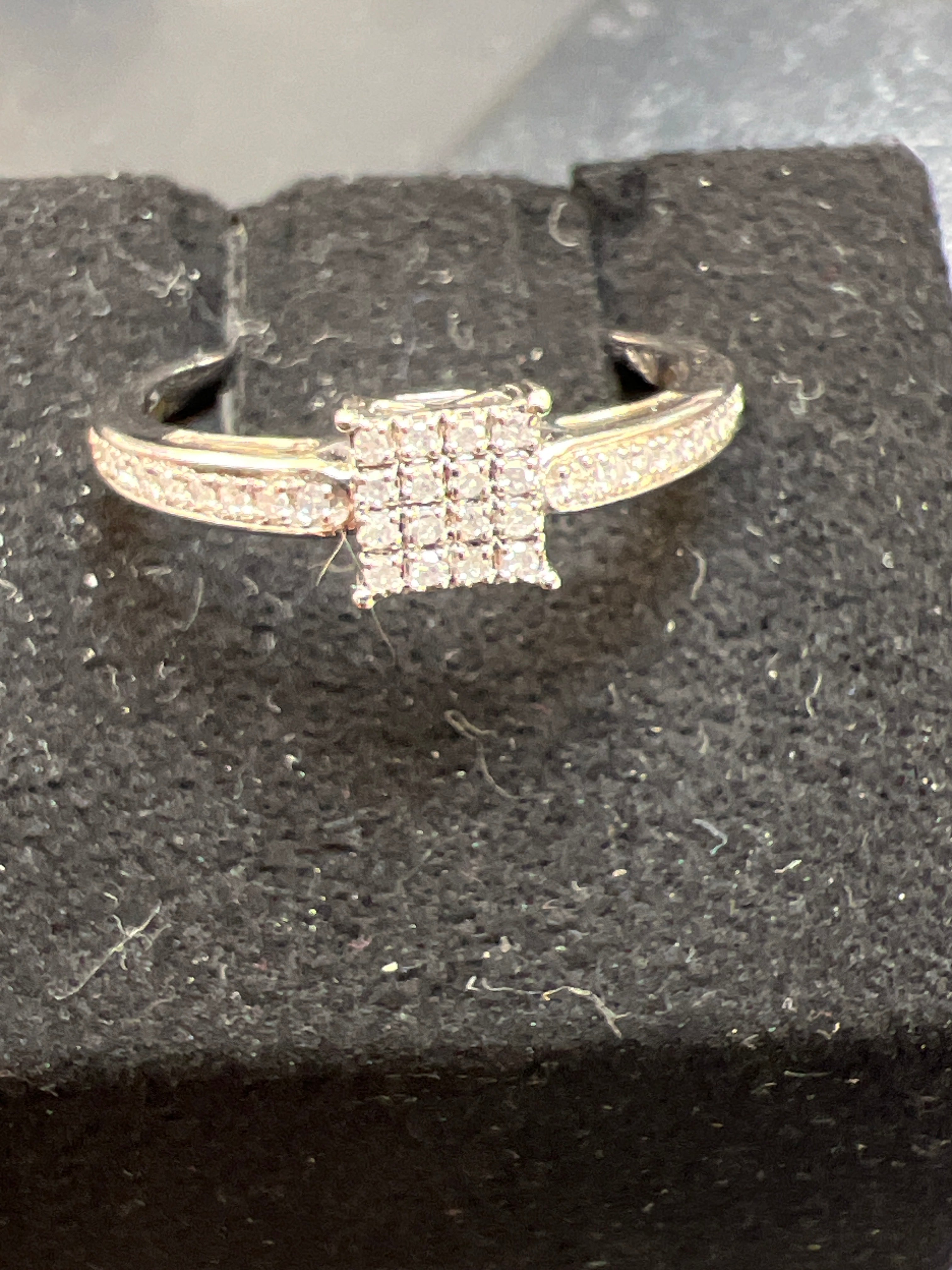 Square 14k Natural Diamond Ring Size 7