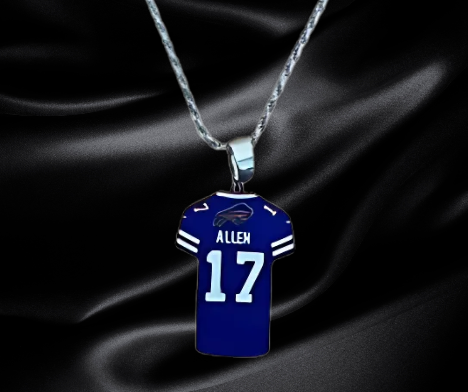 925 Sterling Silver Bills Jersey pendant with 18" Chain