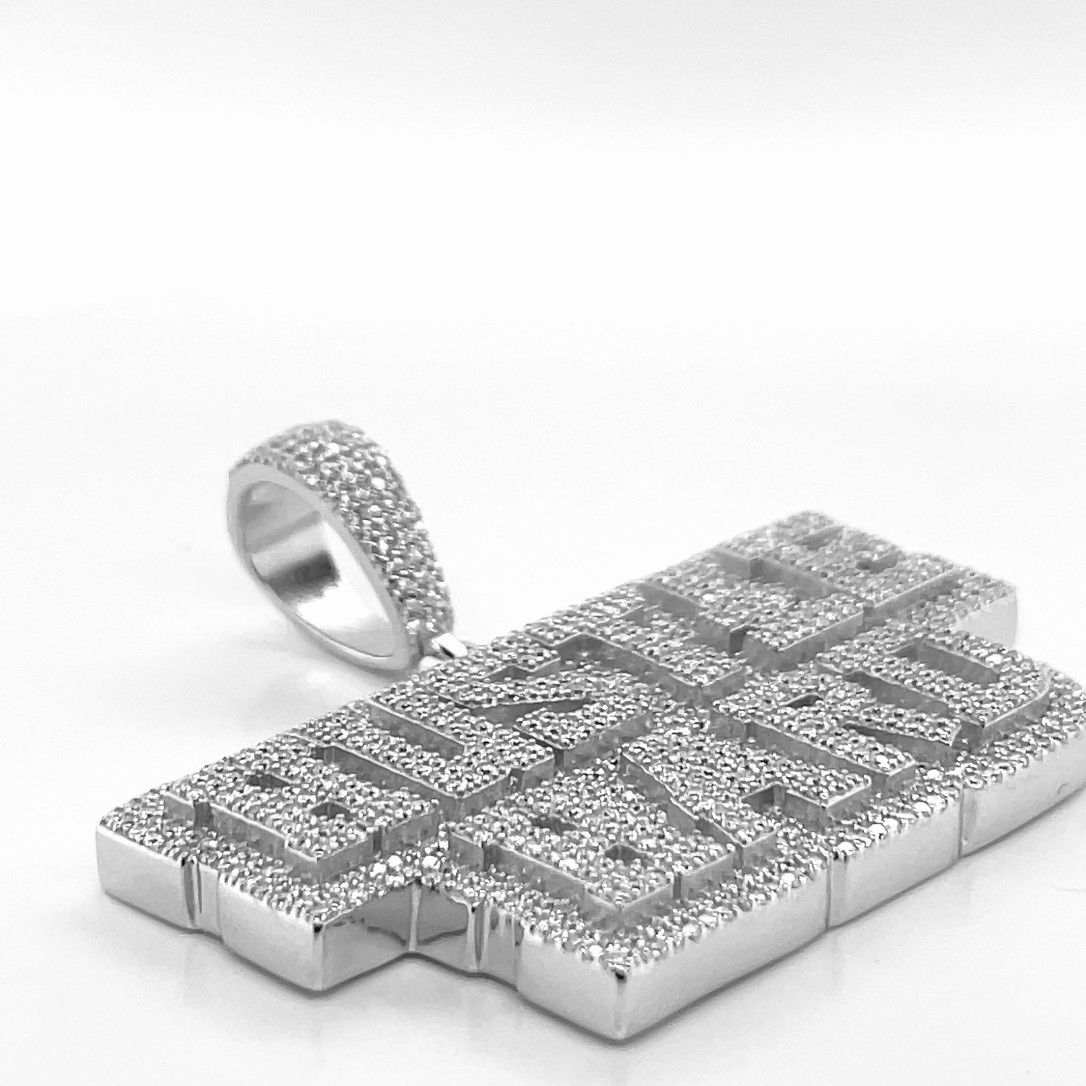 Silver Moissanite Hustle Hard Pendant