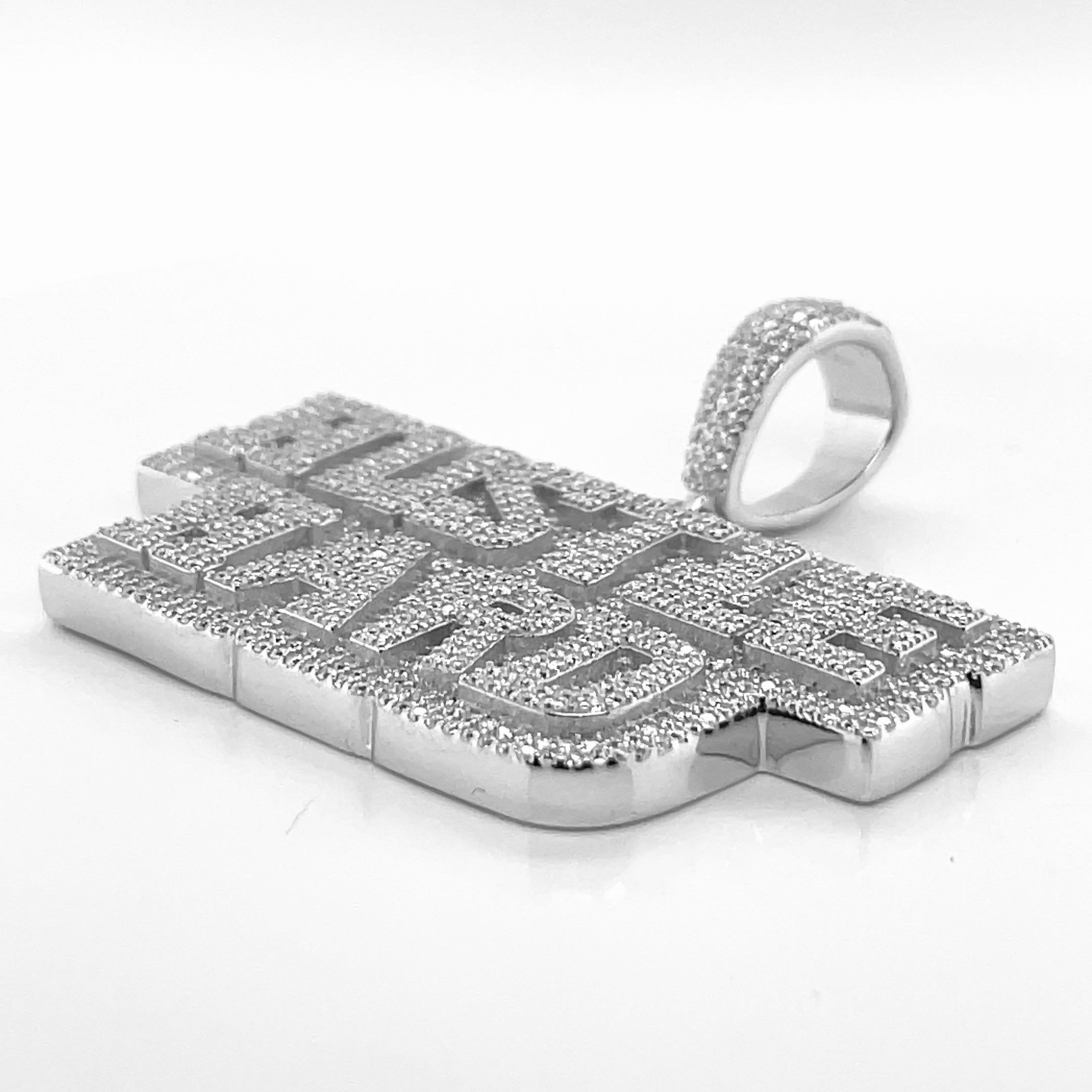 Silver Moissanite Hustle Hard Pendant