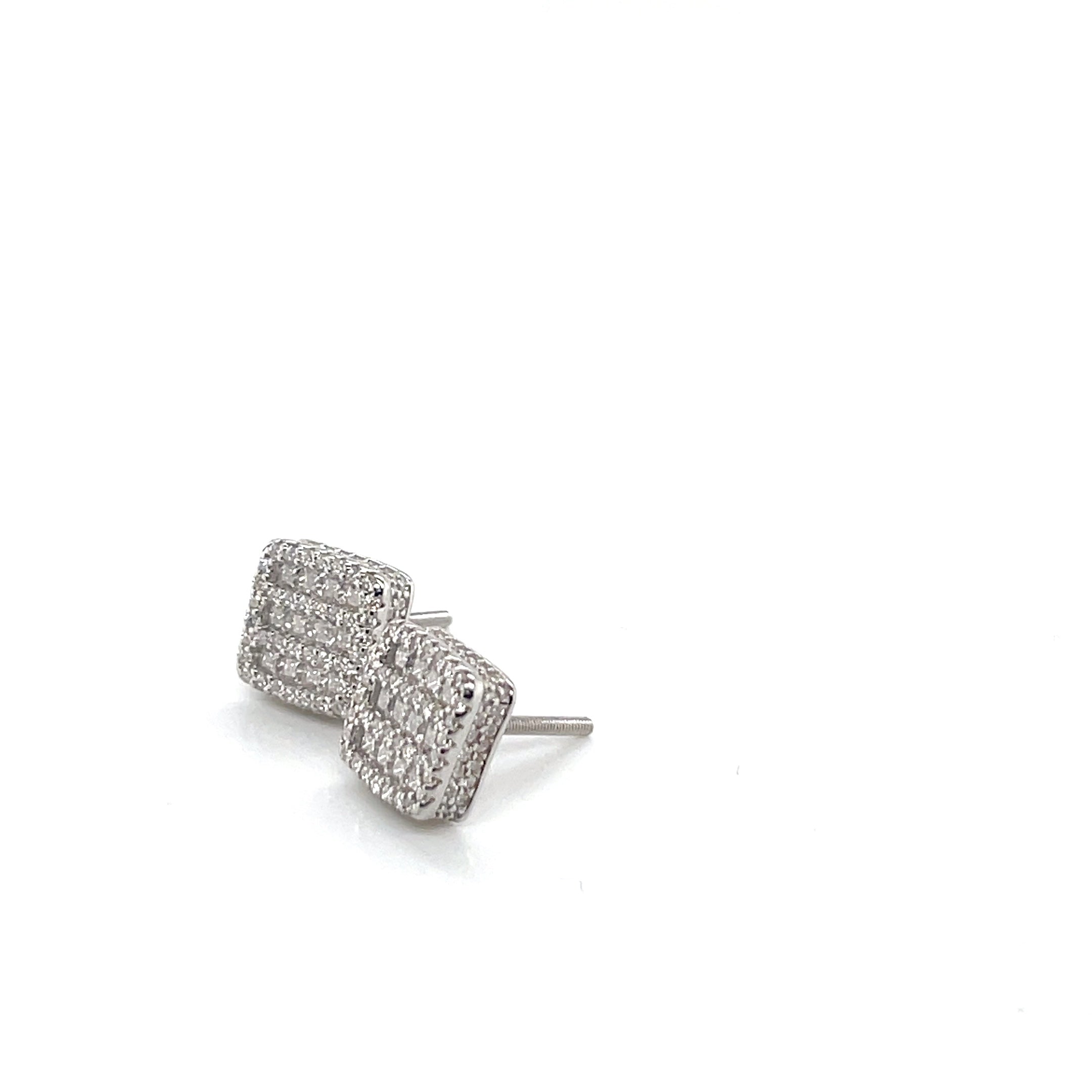 Square Silver and Moissanite Stud Earrings