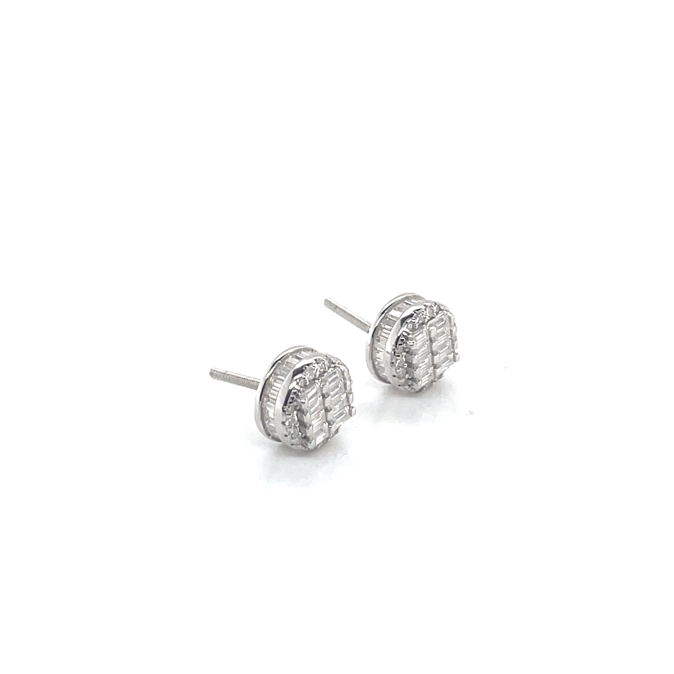 Round Silver and Moissanite Stud Earrings