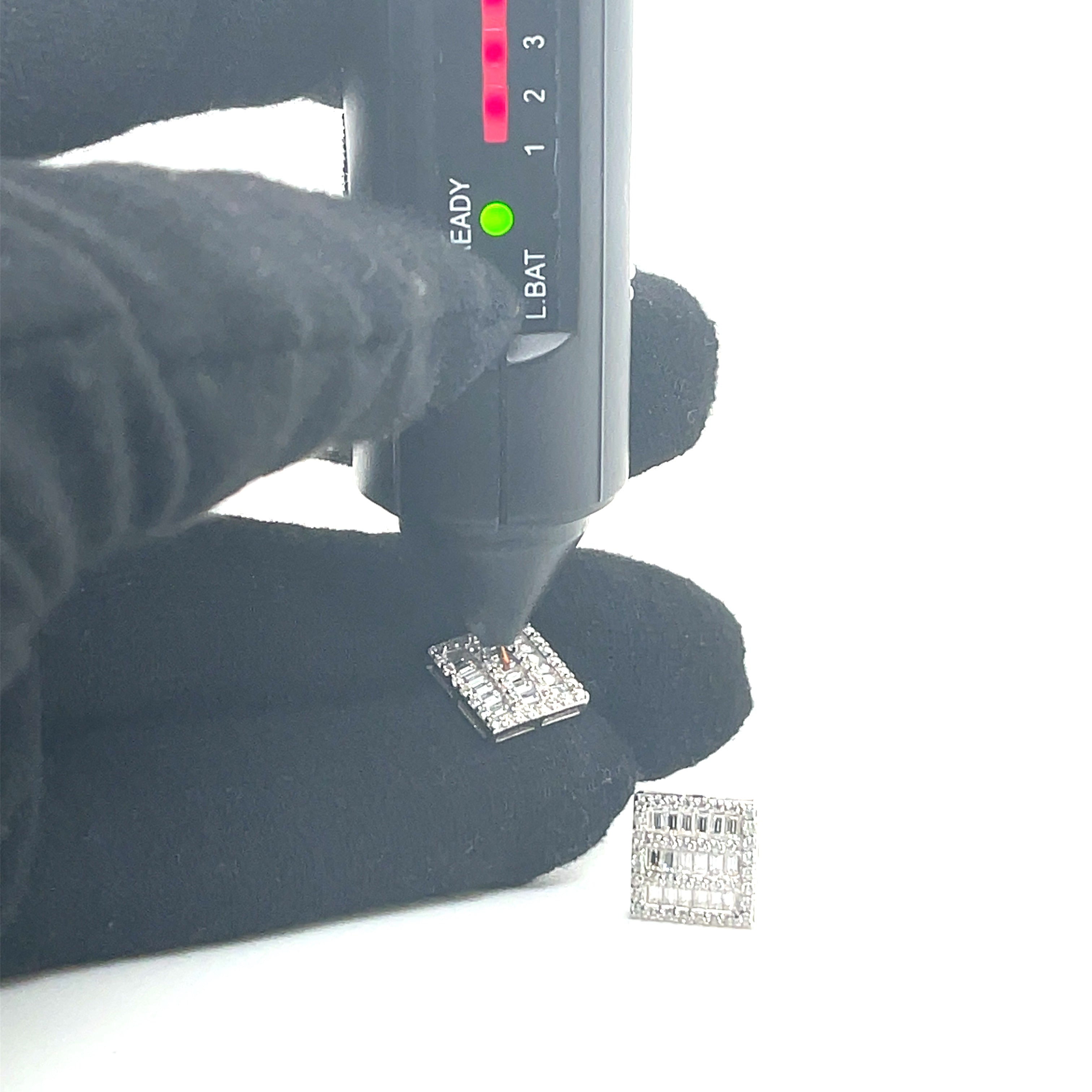 Square Silver and Moissanite Stud Earrings