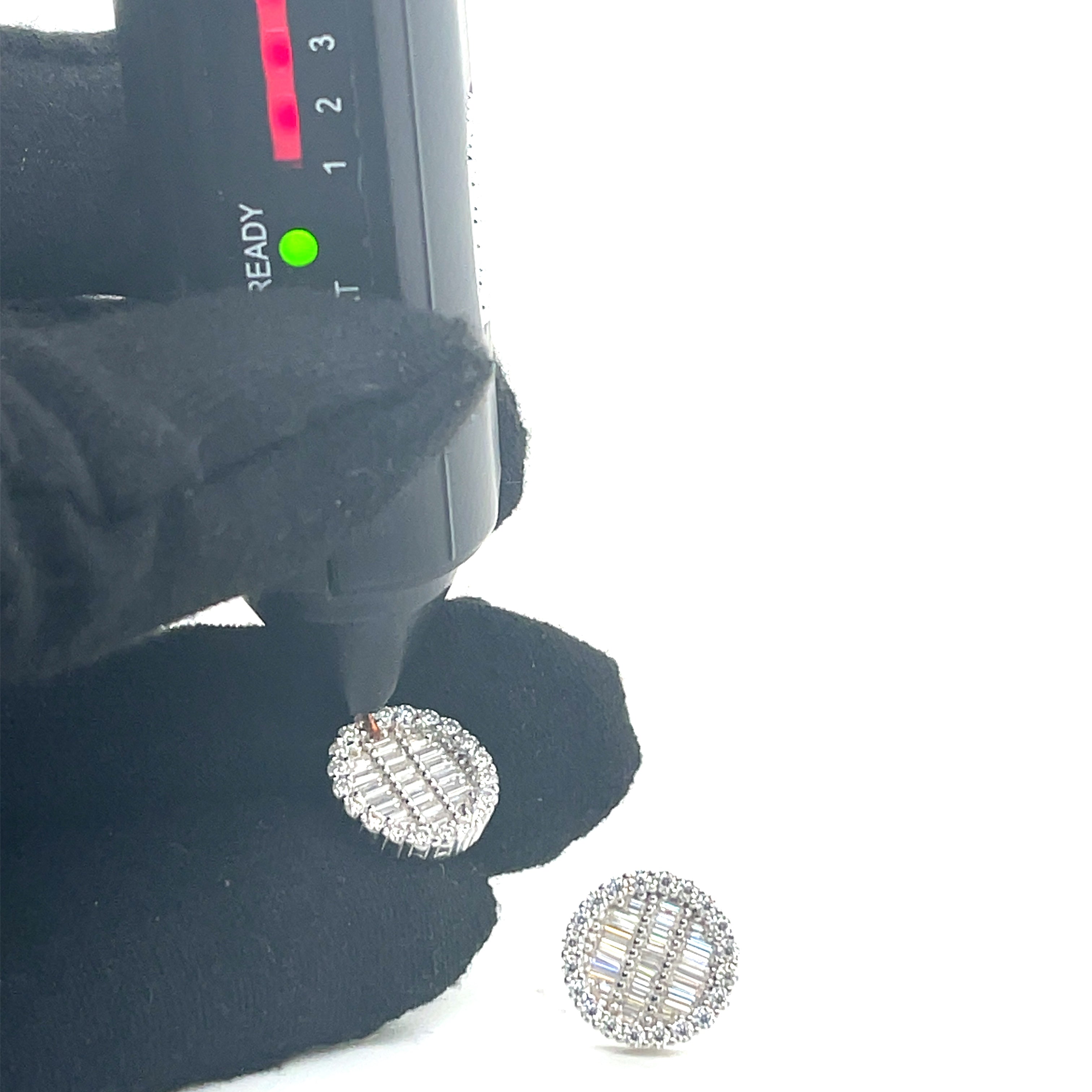 Round Silver and Moissanite Stud Earrings