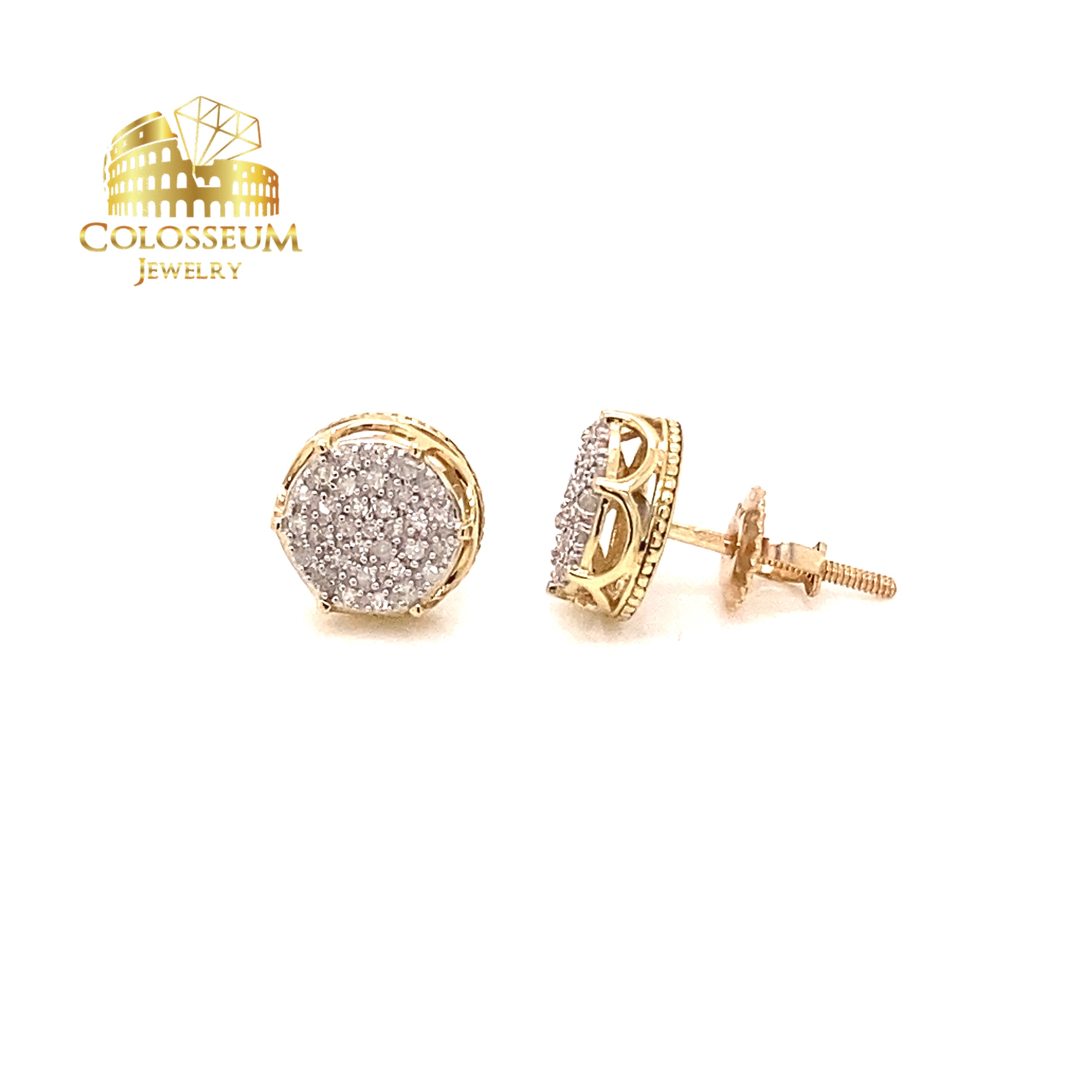 10K Yellow Gold Multi-Stone Round Diamond Stud Earrings - 0.19ctw