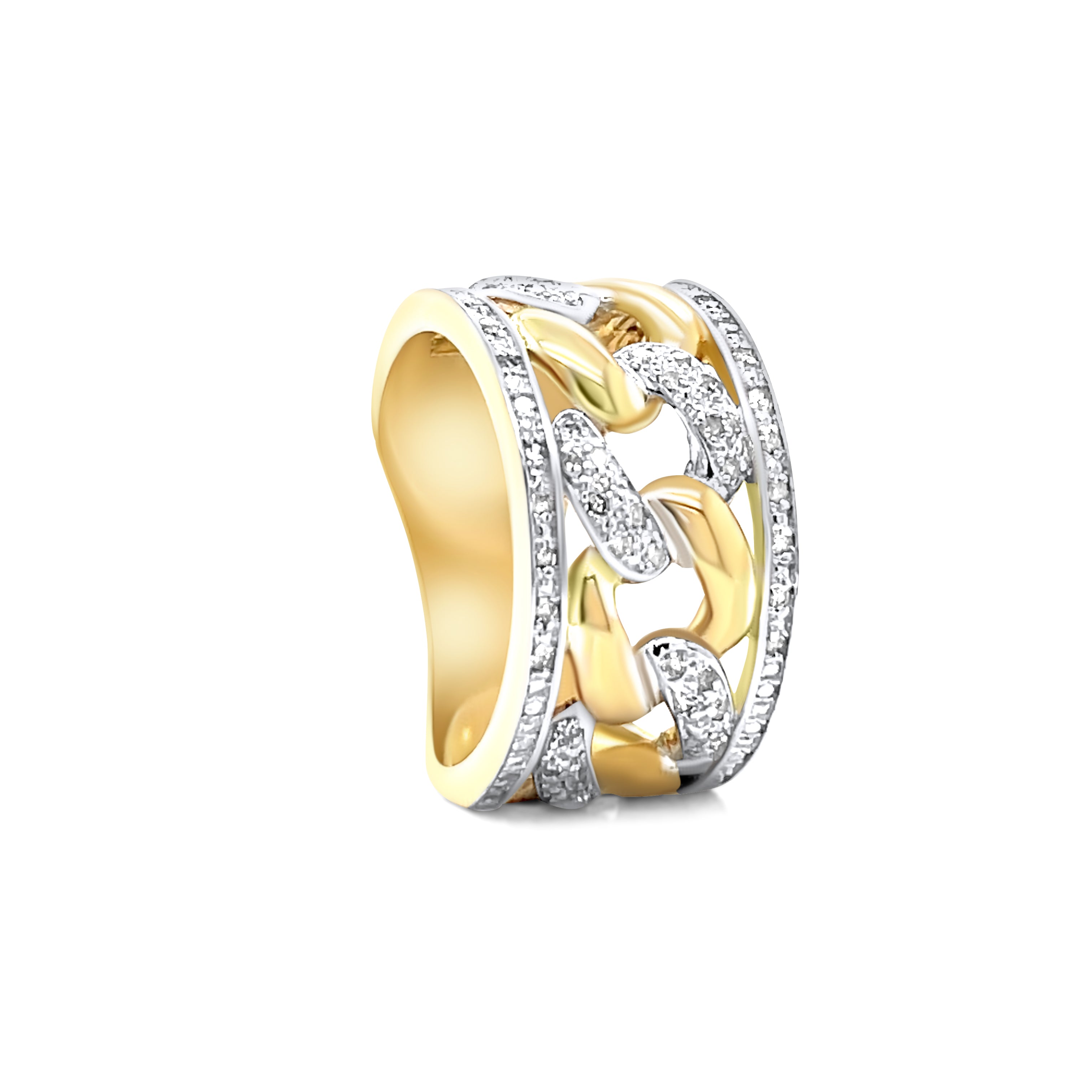 10K Signature Enclosed Cuban Ring - 0.50ctw