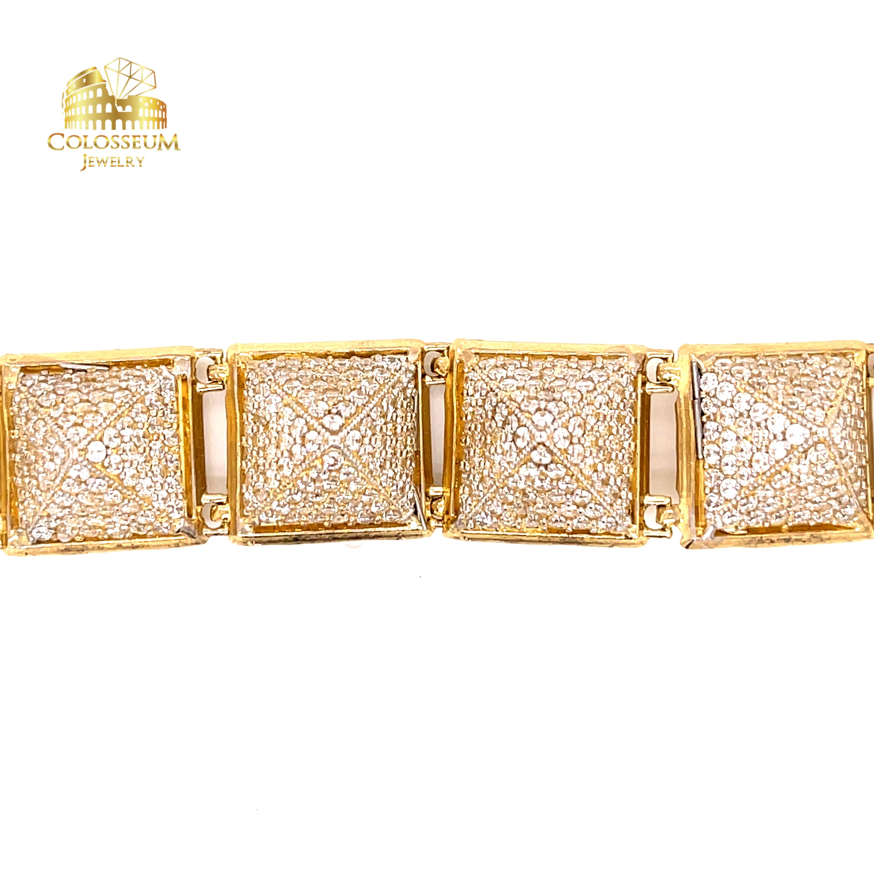 10K Yellow Gold "Pyramid" Men's Bracelet with CZ