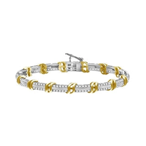 LADIES BRACELET 2 CT ROUND DIAMOND 10K TT WHITE & YELLOW GOLD