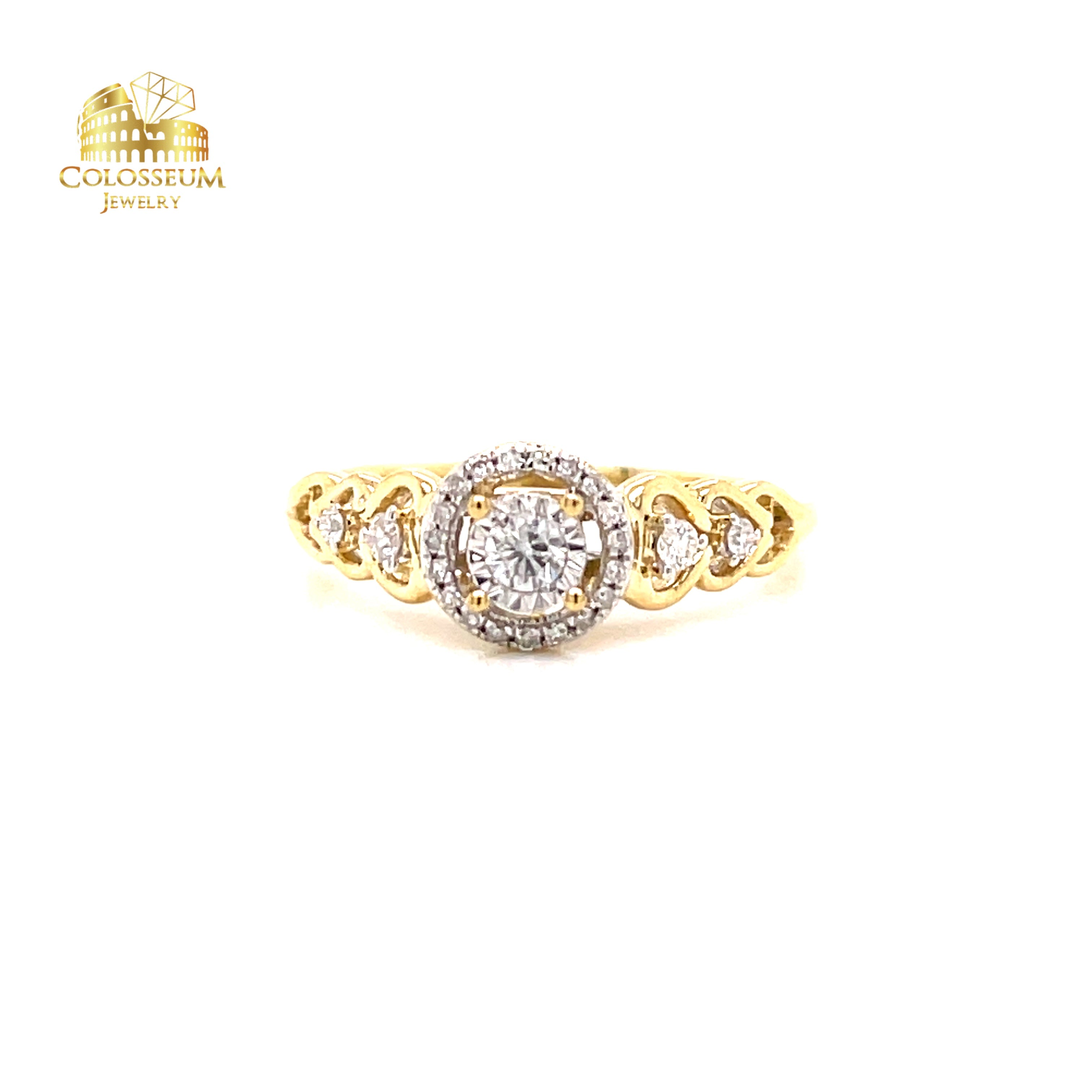 0.2 ct Round Shape Yellow Gold - Diamond Engagement Ring