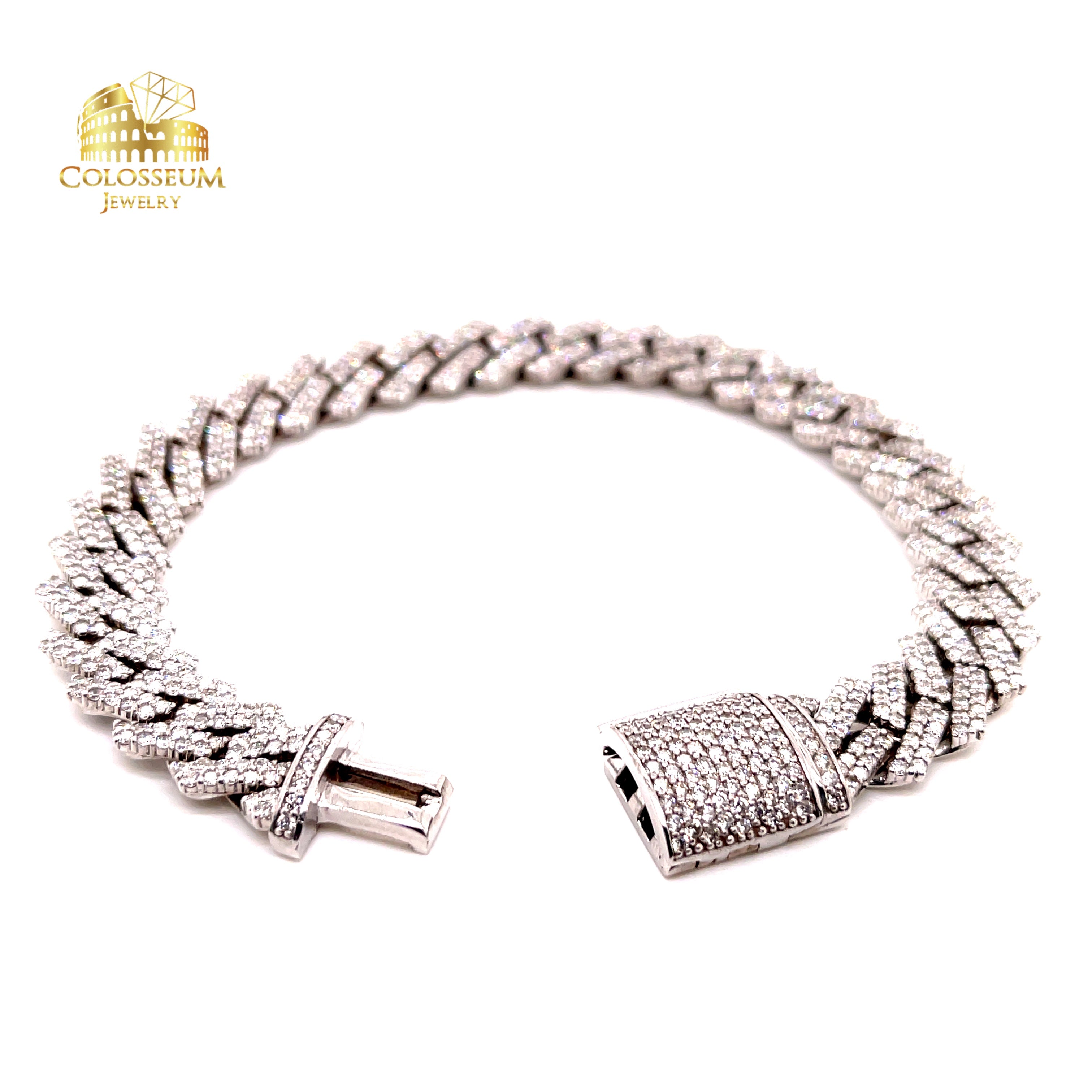 Diamond Miami Cuban Bracelet 10.58 ctw in Diamonds, 10K White Gold 11mm