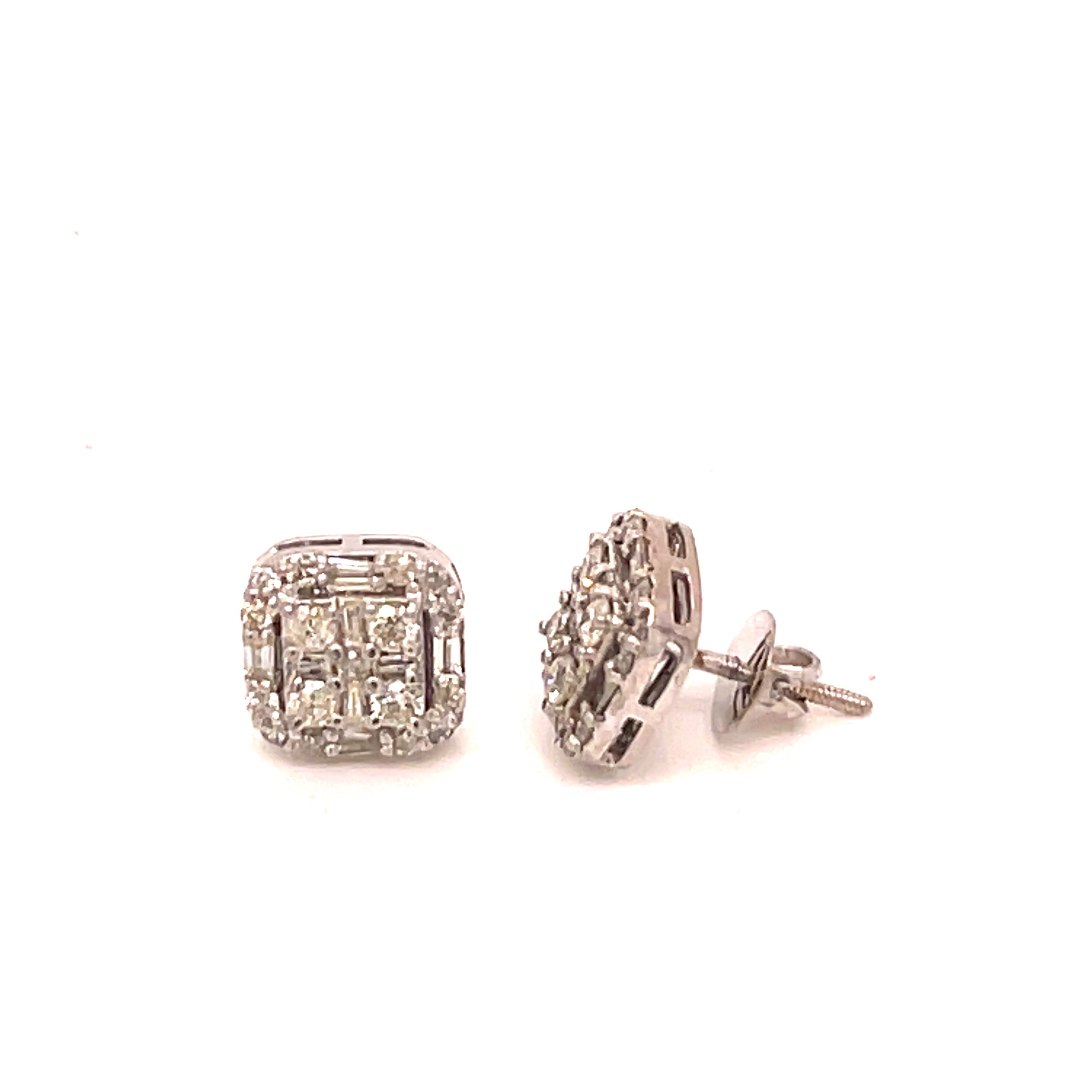 10K Gold 2/3 Ct.Tw. Diamond Square Shape Stud Earrings