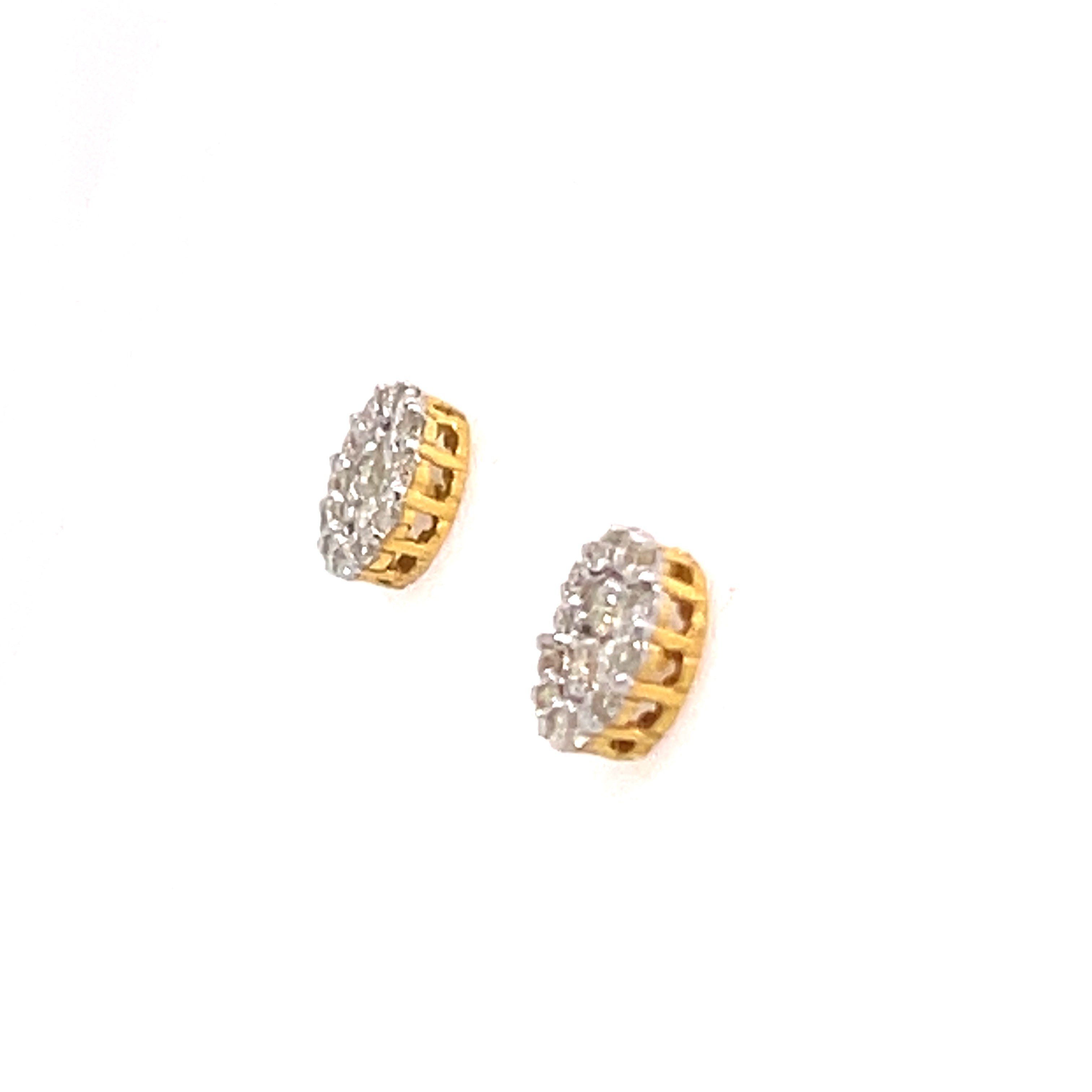 10K Yellow Gold 2/3 Ct.Tw. Diamond Round Shape Stud Earrings