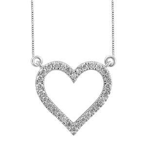 LADIES NECKLACE 1/6 CT ROUND DIAMOND 10K WHITE GOLD