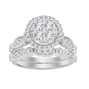 1.00CT RD DIAMONDS SET IN 14KT WHITE GOLD LADIES BRIDAL RING