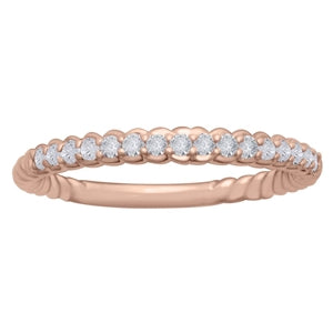 LADIES STACKABLE BAND 1/4 CT ROUND DIAMOND 14K ROSE GOLD