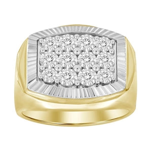 MEN'S RING 1/2 CT ROUND DIAMOND 10K YELLOW/WHITE GOLD