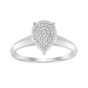 LADIES ENGAGEMENT RING 1/10 CT ROUND DIAMOND 10K WHITE GOLD