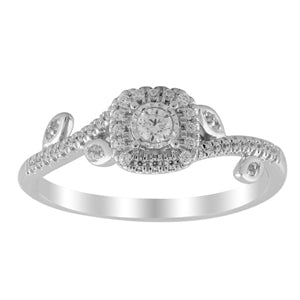 LADIES ENGAGEMENT RING 1/4 CT ROUND DIAMOND 10K WHITE GOLD