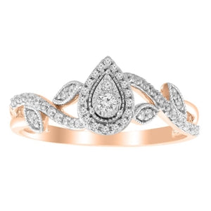 LADIES ENGAGEMENT RING 1/4 CT ROUND DIAMOND 10K ROSE GOLD
