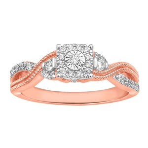 LADIES ENGAGEMENT RING 1/4 CT ROUND DIAMOND 10K ROSE GOLD