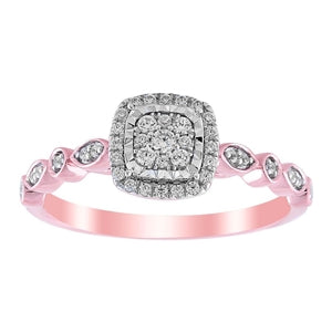 LADIES ENGAGEMENT RING 1/5 CT ROUND DIAMOND 10K ROSE GOLD