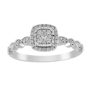 LADIES ENGAGEMENT RING 1/5 CT ROUND DIAMOND 10K WHITE GOLD