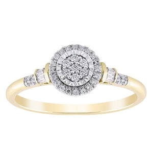 LADIES ENGAGEMENT RING 1/5 CT ROUND DIAMOND 10K YELLOW GOLD