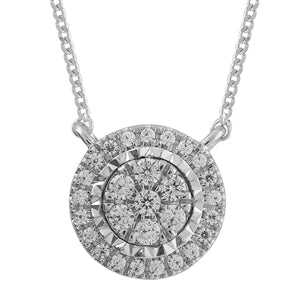 LADIES NECKLACE 1/5 CT ROUND DIAMOND 10K WHITE GOLD