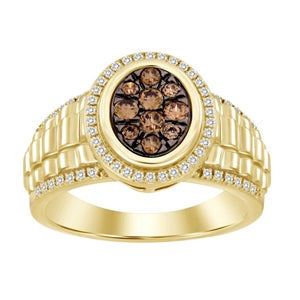 MEN'S RING 1/2 CT ROUND/CHOCOLAT  DIAMOND 10K YELLOW GOLD