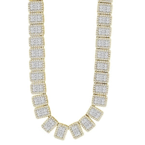 MEN'S NECKLACE 14 1/3 CT ROUND/BAGUETTE DIAMOND 14K YELLOW GOLD