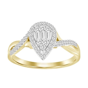 LADIES ENGAGEMENT RING 1/4 CT ROUND/BAGUETTE DIAMOND 10K ROSE GOLD