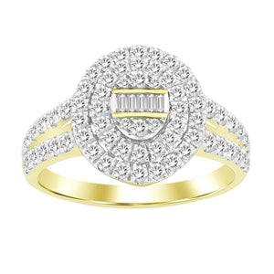 LADIES RING 3/4 CT ROUND/BAGUETTE DIAMOND 10K ROSE GOLD