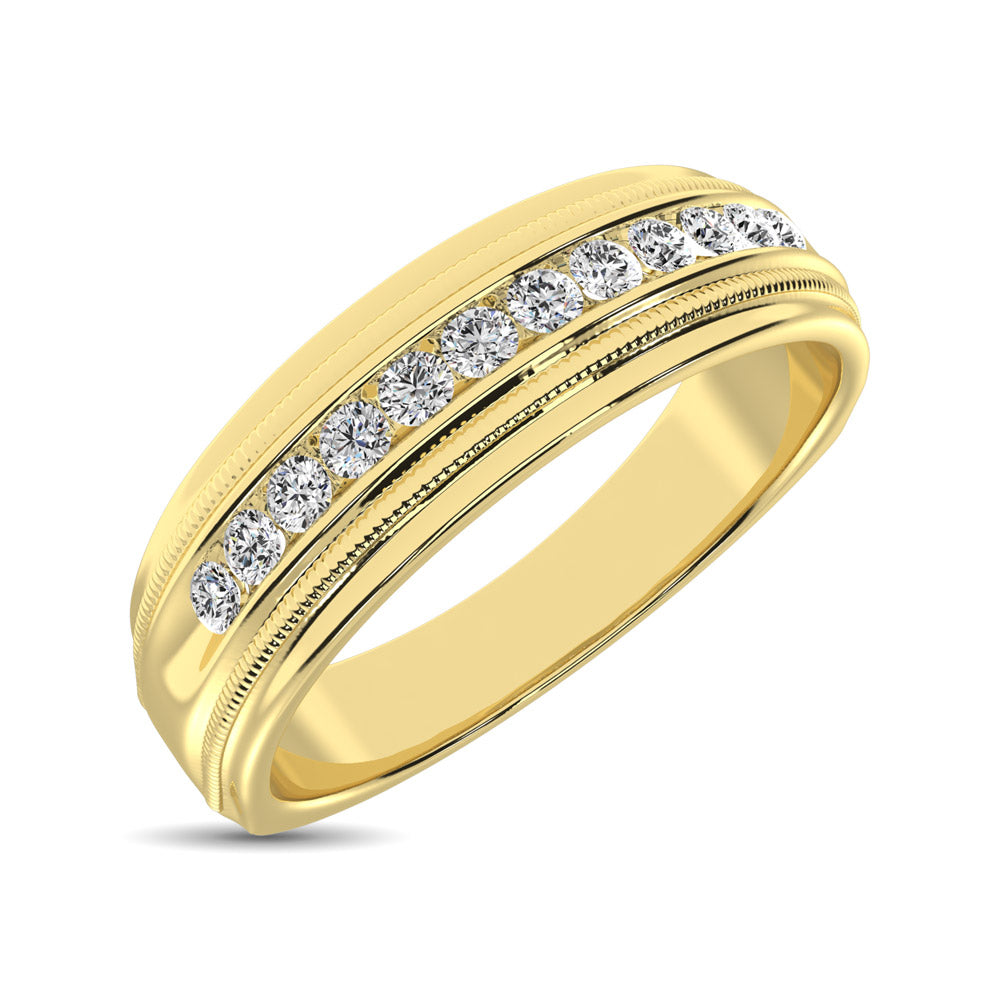 14K Yellow Gold Diamond 1/4 Ct.Tw. Men's Machine Band