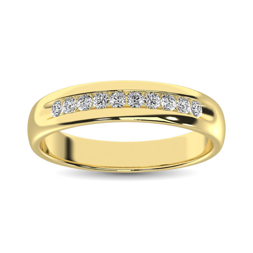 14K Yellow Gold Diamond 1/4 Ct.Tw. Men's Machine Band