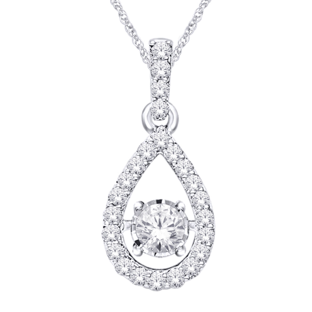 10K White Gold 1/4 Ct.Tw.Moving Diamond Fashion Pendant