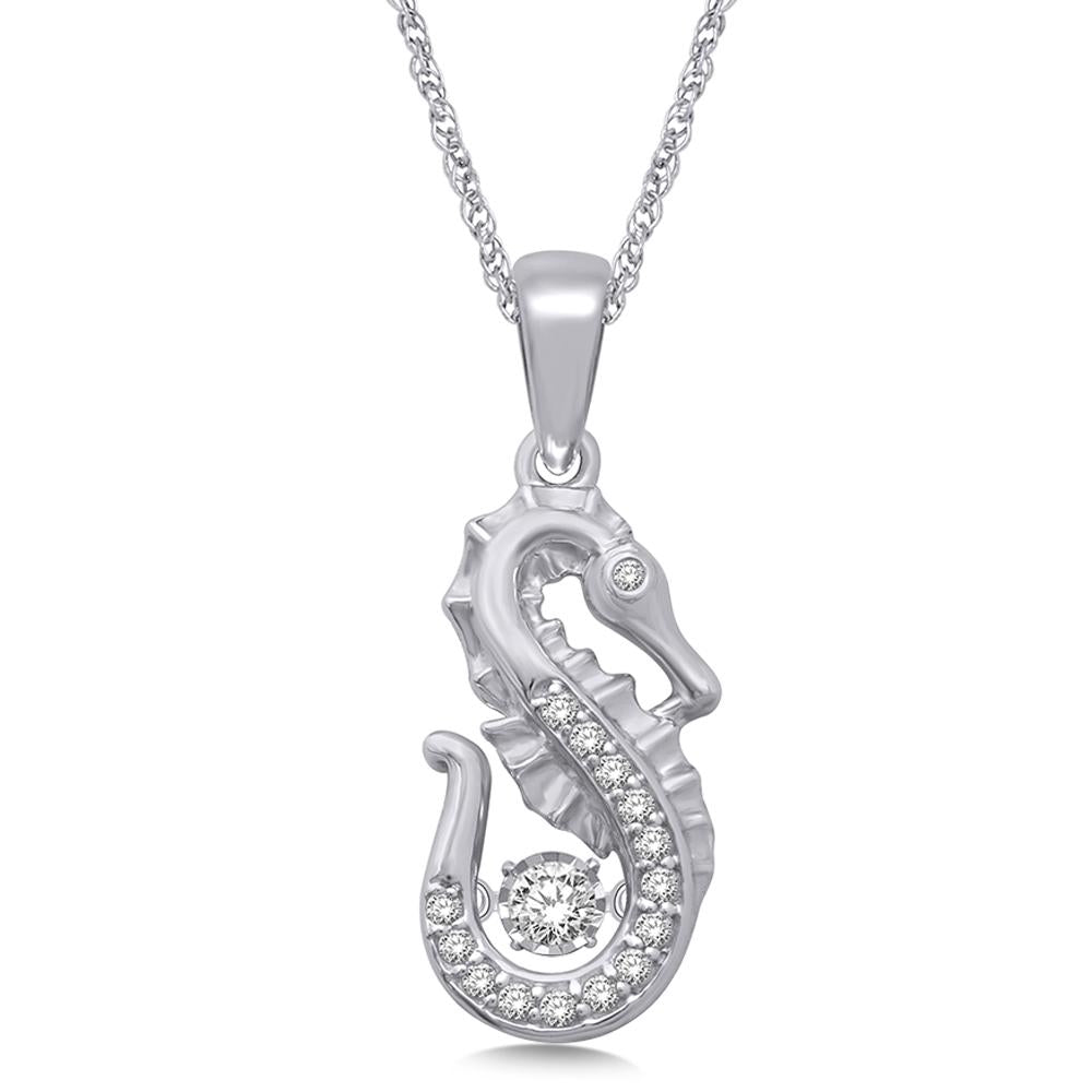 Sterling Silver 1/10 Ctw Moving Diamond Sea Life Pendant