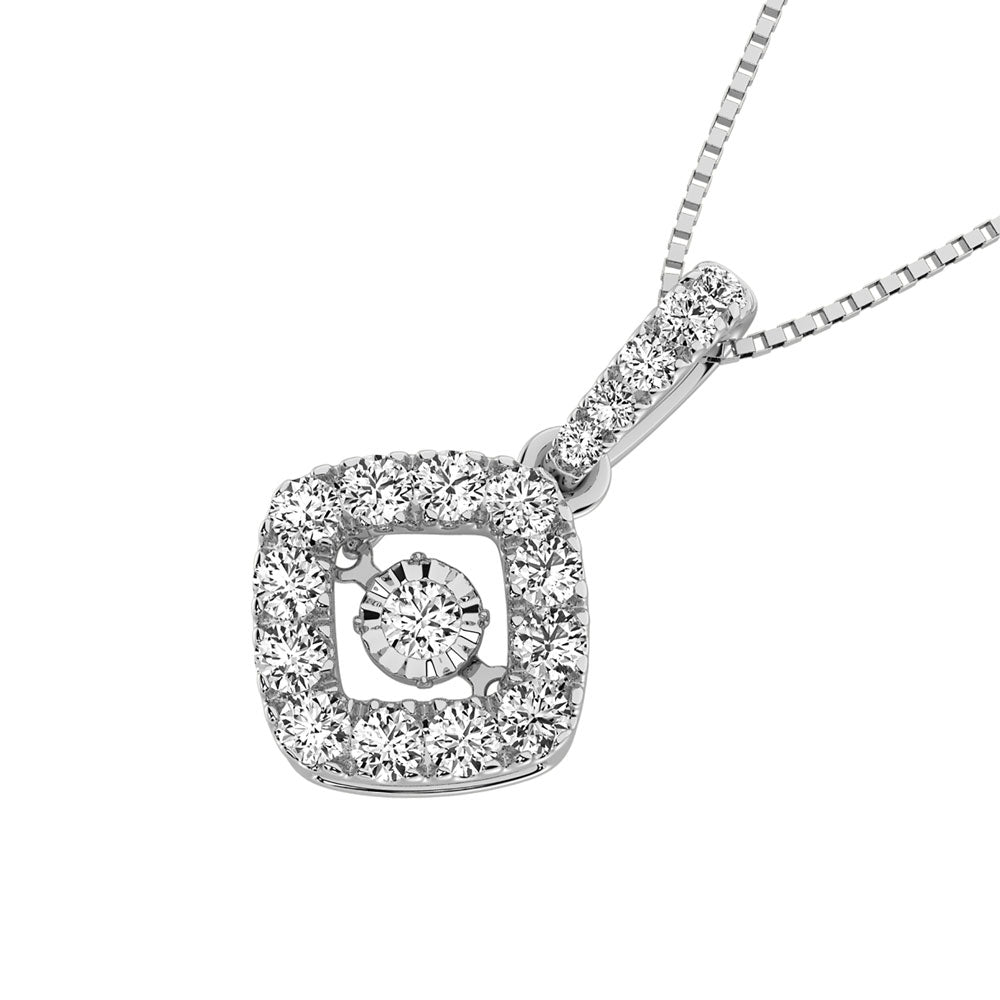 14K White Gold 2/5 Ct.Tw.Diamond Moving Diamond Pendant