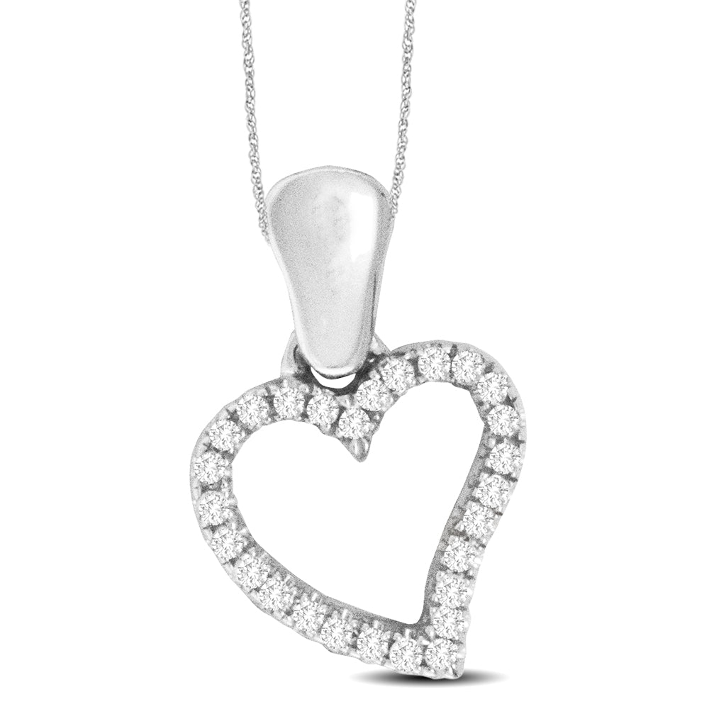 10K White Gold 1/8 Ct.Tw.Diamond  Heart Pendant