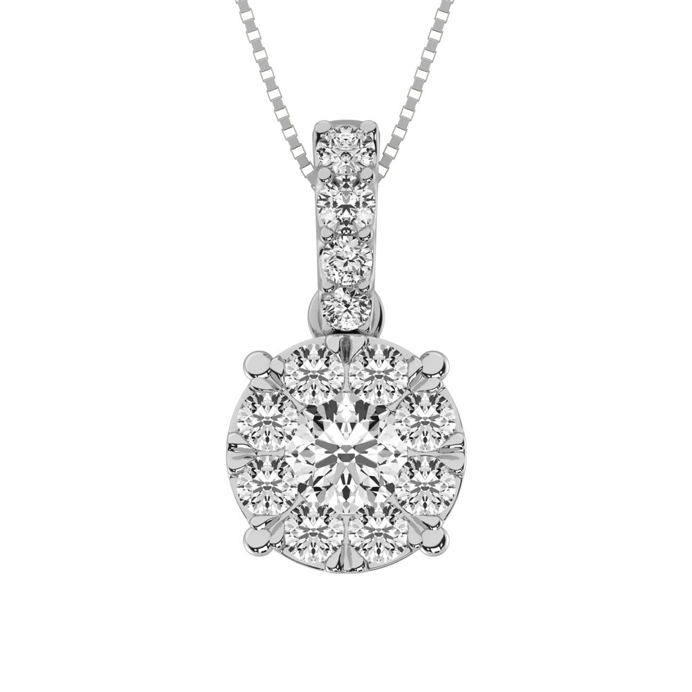 14K White Gold 1 1/2 Ctw Diamond Fashion Pendant
