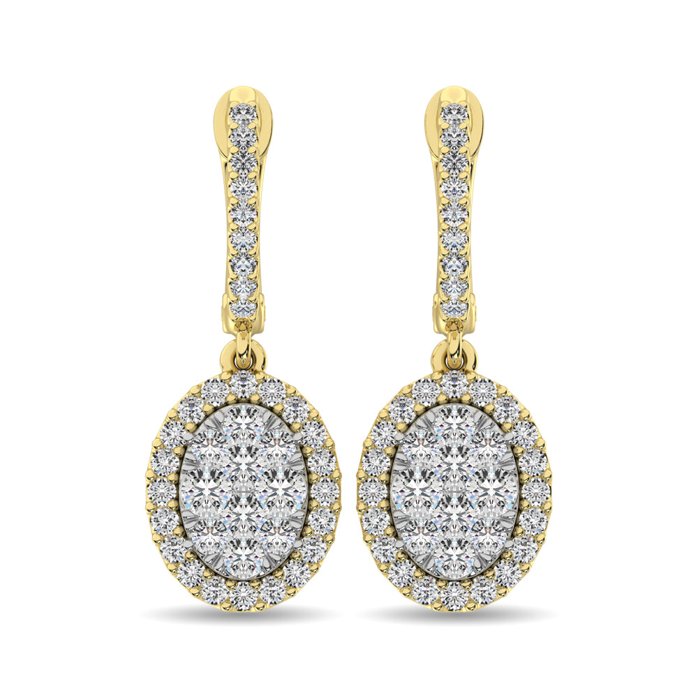 14K Yellow Gold 2 Ctw Diamond Drop Earrings