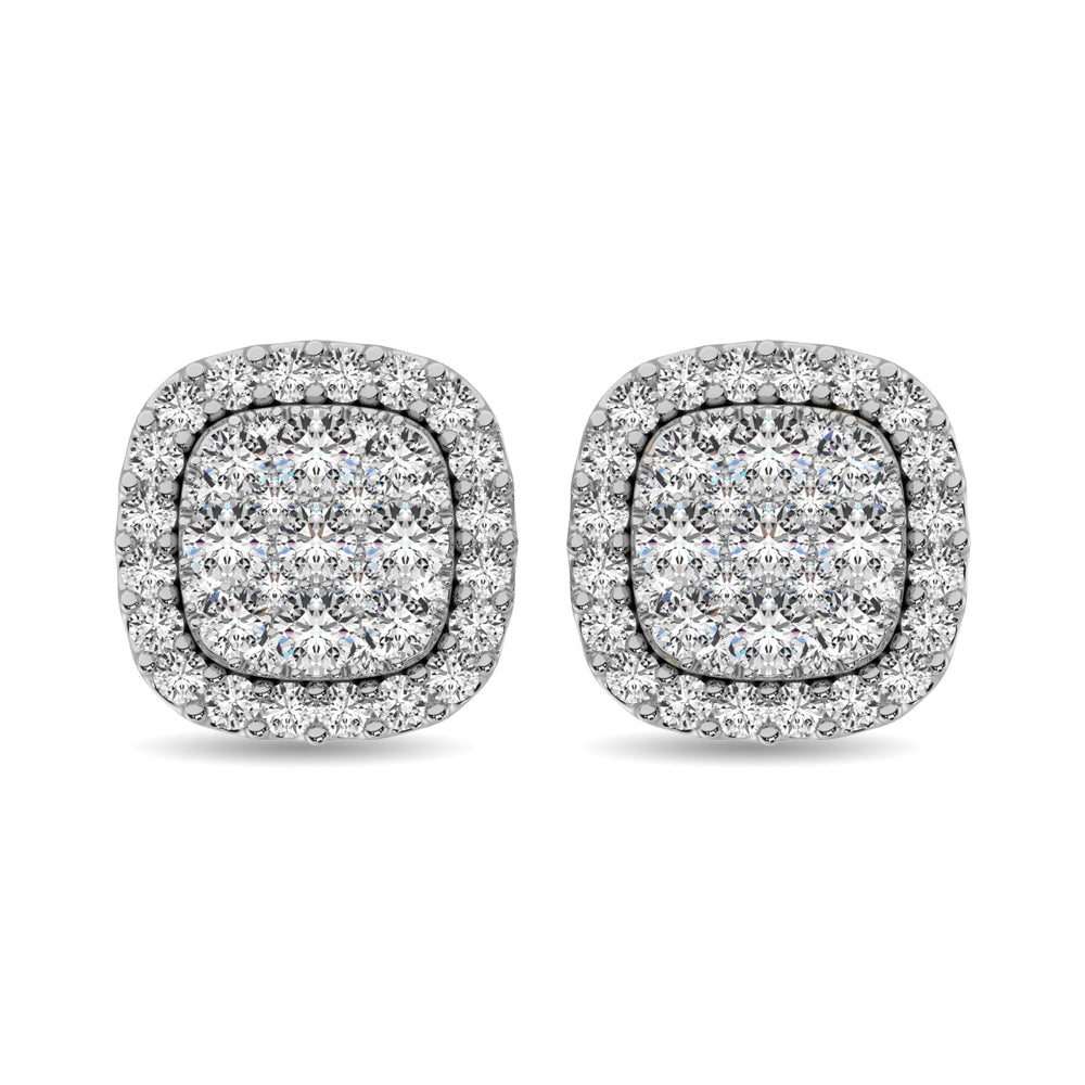 Diamond 5/8 Ct.Tw. Cluster Stud Earrings in 14K White Gold