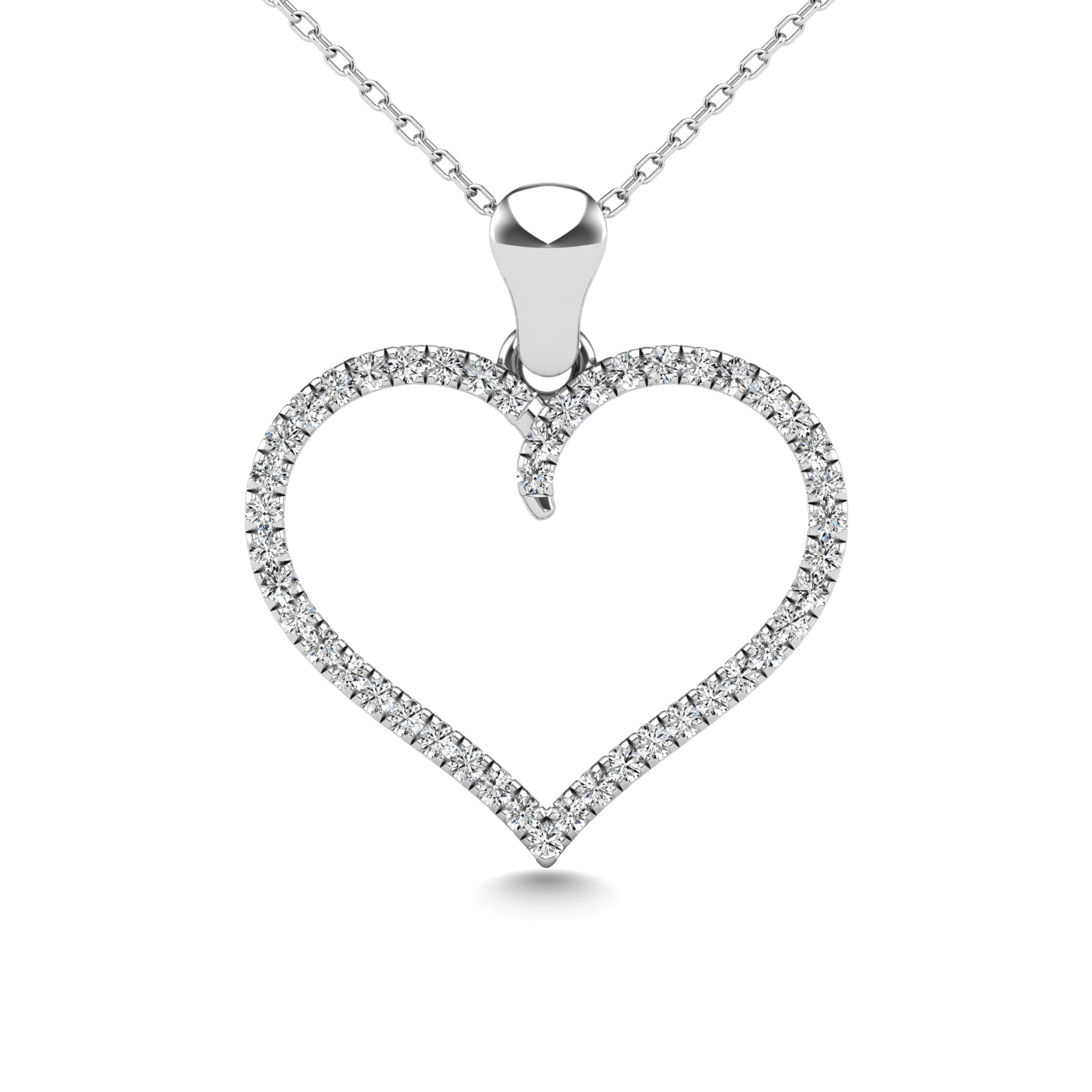 10K White Gold 1/6 Ctw Diamond Heart Pendant