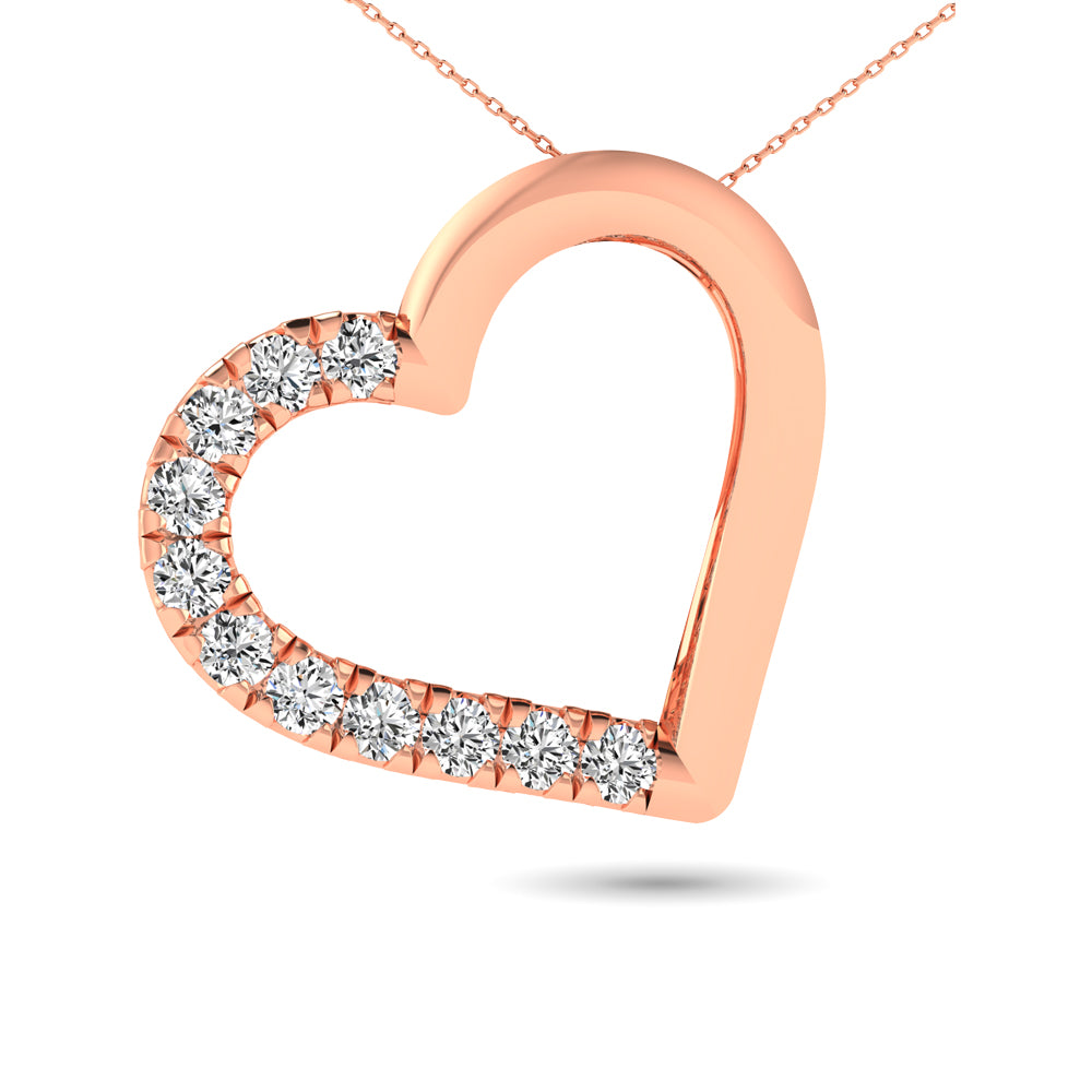 Diamond Heart Necklace 1/10 ct tw Round 10K Rose Gold