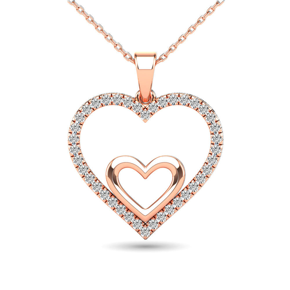 10K Rose Gold 1/5 Ctw Diamond Double Pendant