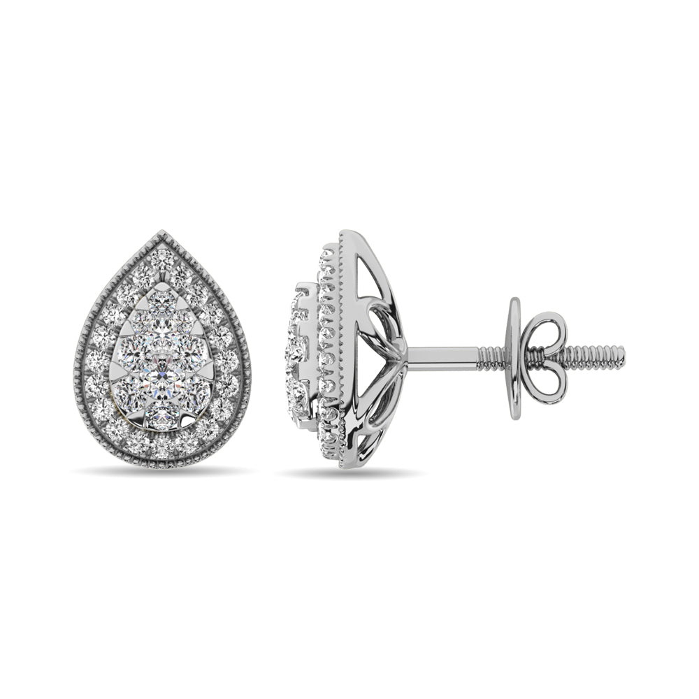 Diamond 5/8 Ct.Tw. Pear Shape Stud Earrings in 14K White Gold