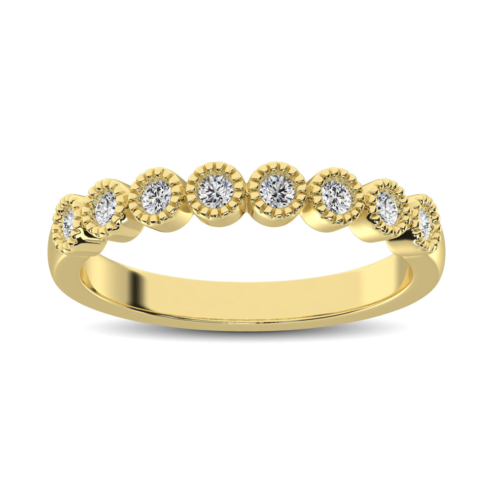 Diamond 1/4 Ctw Stackable Bezel Band with Beaded Setting in 14K Yellow Gold