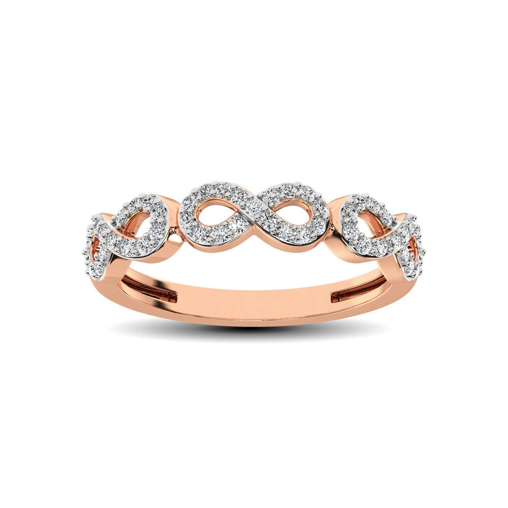 14K Rose Gold 1/4 Ct.Tw. Diamond Open Frame Stackable Band