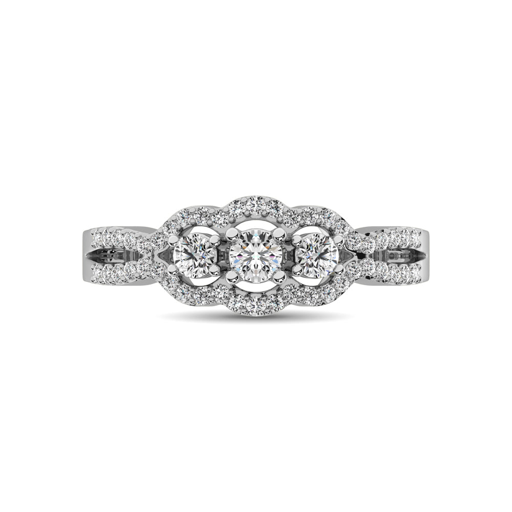 14K White Gold 1/2 Ct.Tw. Diamond Engagement Ring