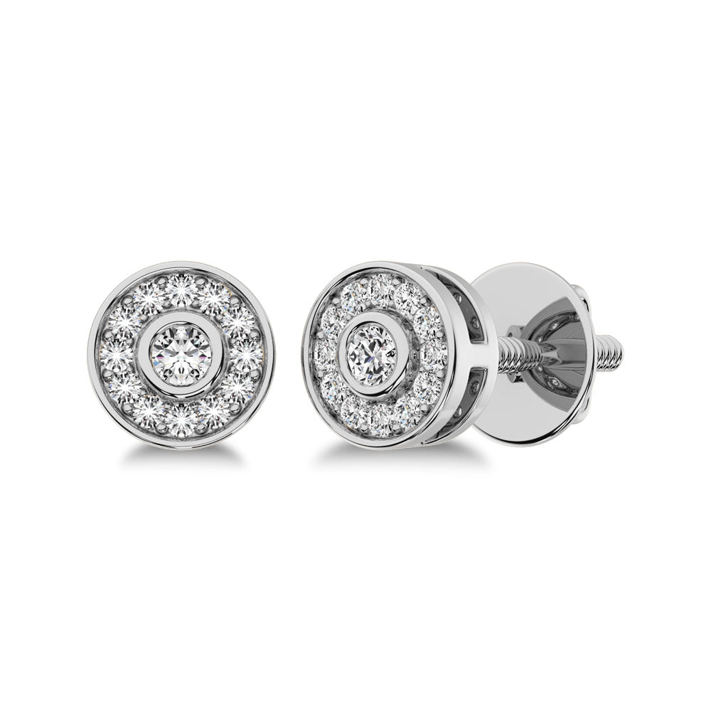 10K White Gold 1/6 Ct.Tw. Diamond Round Shape Stud Earrings