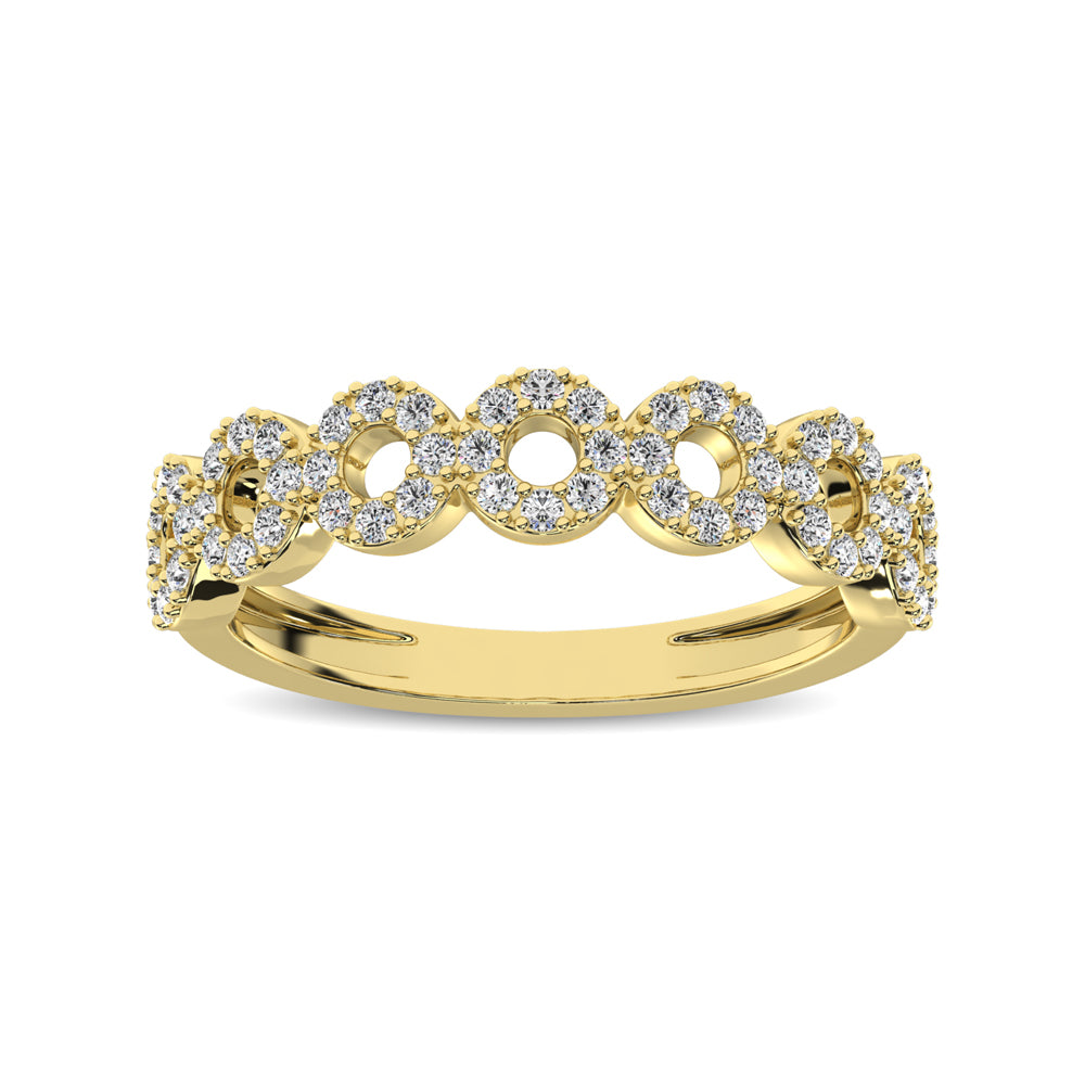 14K Yellow Gold 1/3 Ct.Tw. Diamond 7 Station Stackable Band